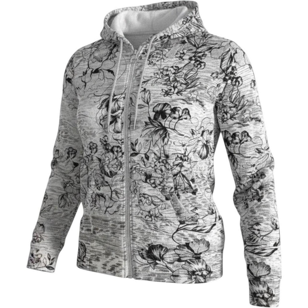 Athleta Womens Floral Sketch Full Zip Hoodie Heather Grey Black XS Activewear